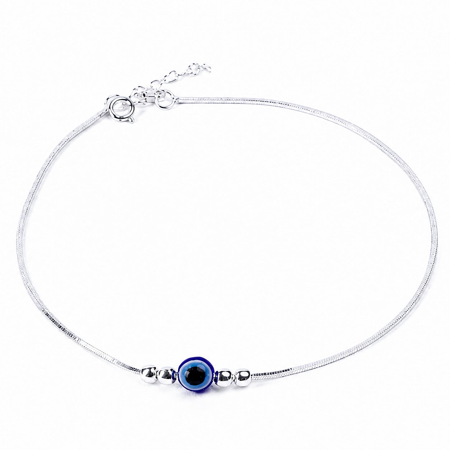 Silver Anklet with Evil Eye