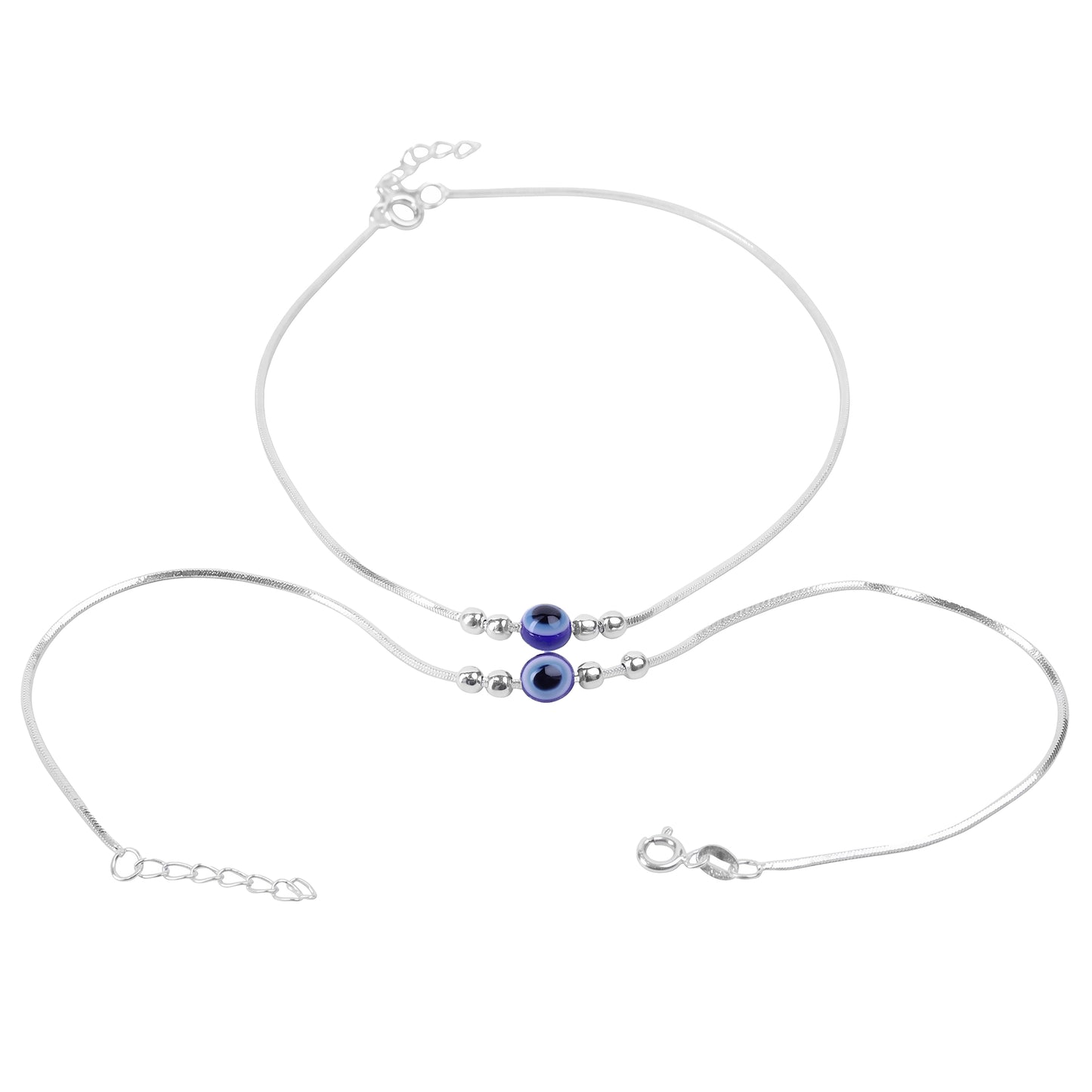 Silver Anklet with Evil Eye