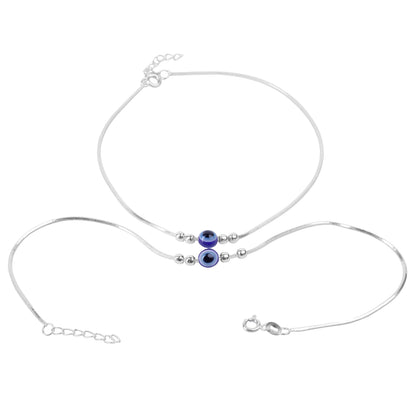 Silver Anklet with Evil Eye