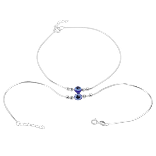 Silver Anklet with Evil Eye