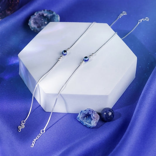 Silver Anklet with Evil Eye